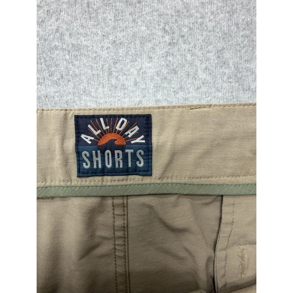 Faherty All Day Shorts Mens 38 Beige Chino 8 Inseam Drawstring Stretch Casual